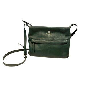 Kate Spade Green Pebble Leather Messenger Crossbody Adjustable Strap Bag